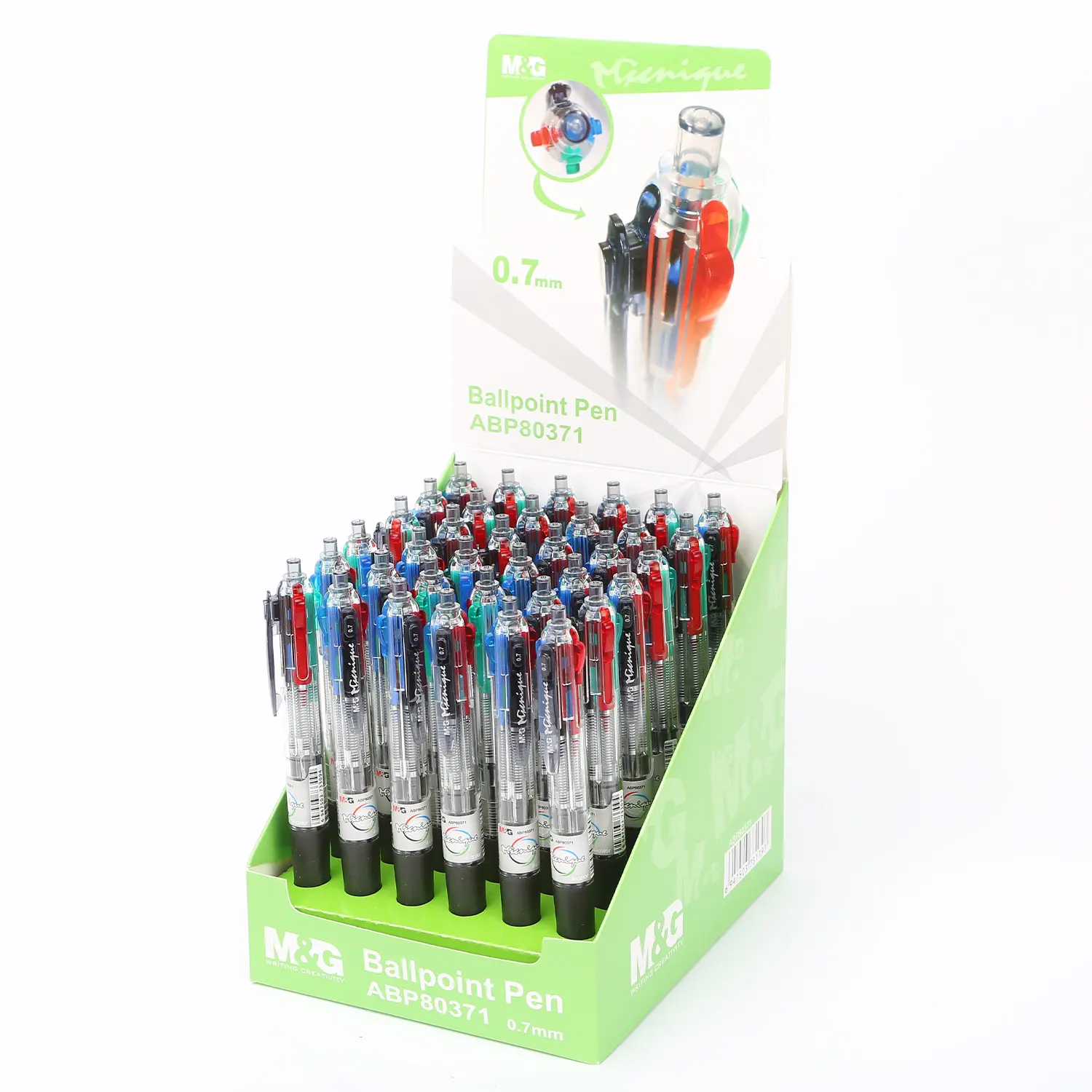 M & G 4 In 1 Balpen Multicolor Pen 0.7Mm Intrekbare Comfort Rubberen Grip Zwart/Blauw/rood/Groen 4 Kleuren In 1 Balpen