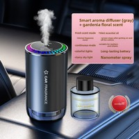 Diffuseur d'air purificateur de tableau de bord moderne avec éclairage d'ambiance, parfums agréables, lumières célestes, porte-gobelet - Désodorisant de voiture, aromathérapie