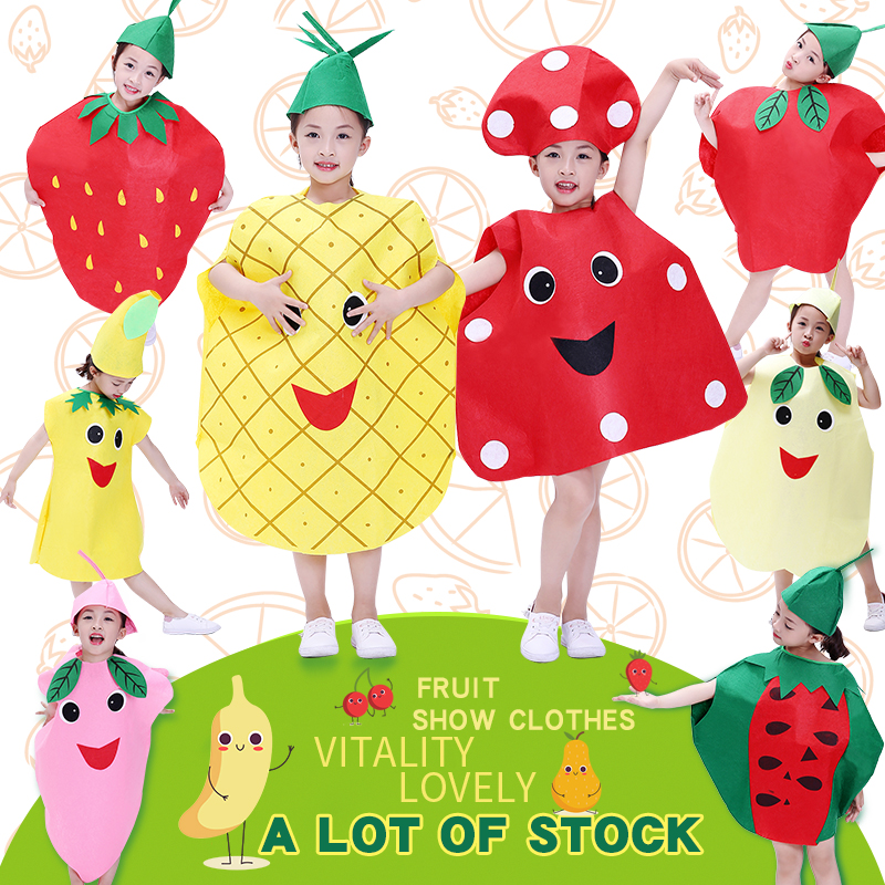 Costume Fragola Per Bambini – Abito Cosplay Frutta Divertente Per Feste Di Halloween E Carnevali – Taglia Per Altezza 100-140 Cm