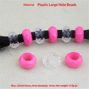 Perles acryliques colorées en forme de losange à gros trous pour la décoration de perruques, dreadlocks, tresses, bijoux DIY, accessoires de coiffure pour filles et bandeaux - Product Image 2