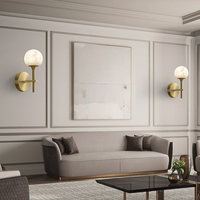 Applique murale en marbre, lampe de chevet, style post-moderne minimaliste, luminaire d'appoint de luxe léger pour salon, entièrement en cuivre, éclairage LED