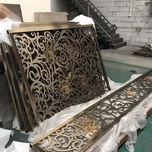 EX703 Modern Laser Cut Stainless Steel Room Divider Foldable Multi-Functional Gold <b>Screens</b> for Salon Villa Hotel Use - Product Image 1