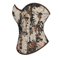 Corset Bustier Vintage en Jean Tissé Fin à Motifs Floraux pour Femme, Amincissant et Sculptant la Taille