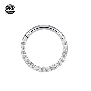 Clover Jewelry G23 Titanium CZ Hinged Segment Rings Cartilage Clicker Nose Ring Piercing Jewelry - Product Image 6