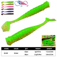 Nouvelles leurres souples de pêche en forme de ver avec queue en T, 5,8 cm et 7,1 cm, 38 pièces/sac, pour la pêche au bar et à la truite en eau douce et salée
