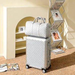 <span class=keywords><strong>Valise</strong></span> classique à carreaux de 26 pouces en alliage d'aluminium-magnésium, grande capacité, serrure TSA, roulettes silencieuses, étanche - Product Image 1