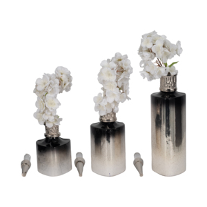 Set di vasi in vetro moderni decorativi per tavolo, casa, soggiorno, pezzo d'accento, finitura sfumata nero-argento - Product Image 2