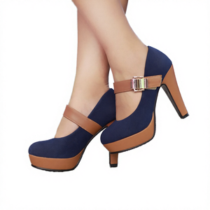 Sandales compensées tendance à talon carré et bride cheville pour femme, avec semelle intérieure en EVA, talons épais, collection Printemps-Été - Product Image 3