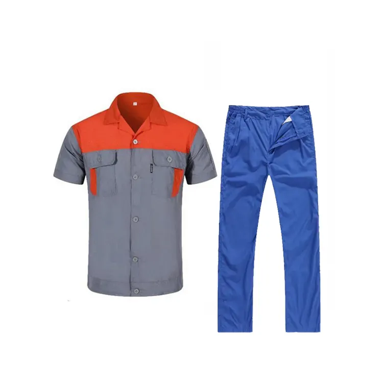 Customizable short-sleeved workwear labor protection worksuits for men work clothes work pants protection clothing