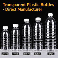 Bouteilles de boisson jetables personnalisées en PET de qualité alimentaire transparentes pour jus, eau minérale, thé et champagne, 250 ml, 300 ml, 500 ml, 535 ml