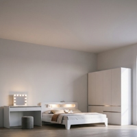 Ensemble de meubles de chambre à coucher modernes en bois sur mesure, taille King Size, avec lit, tables de chevet, armoire et coiffeuse, pour villa et hôtel, prix de gros