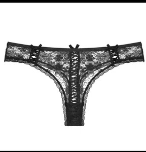 ヨーロッパ系アメリカ人セクシーレース中空ODM下着女性用クロスベルトボウソングローウエストT字型ホットドビー生地7日間サンプル - Product Image 6