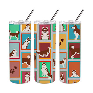 Vaso Delgado de Acero Inoxidable con Diseño de Husky Siberiano Rojo - Product Image 5