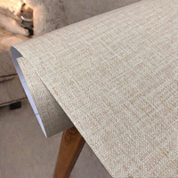 Papier peint PVC auto-adhésif imperméable à l'eau à texture lin et motifs géométriques pour chambre à coucher, salon, salle à manger, décoration murale