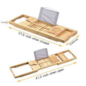 Plateau <span class=keywords><strong>de</strong></span> bain <span class=keywords><strong>en</strong></span> <span class=keywords><strong>bambou</strong></span> extensible avec support pour bougie, verre à vin, livre, support <span class=keywords><strong>de</strong></span> <span class=keywords><strong>baignoire</strong></span>, plateau <span class=keywords><strong>de</strong></span> rangement - Product Image 2