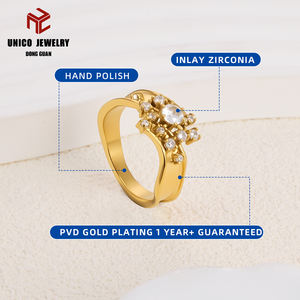Модные ювелирные кольца из нержавеющей стали 316L с 18-каратным золотым покрытием, инкрустированные кубическим цирконием, обручальные кольца для женщин - Product Image 5