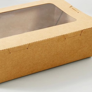 Boîte d'emballage en papier kraft imprimé, imperméable, résistant à la graisse, biodégradable, de qualité alimentaire, pour salades, fruits, légumes, à emporter - Product Image 3