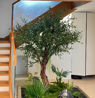Arbre d'olivier artificiel simple, ensemble de pots en ciment, décoration de sol pour le bureau et le salon