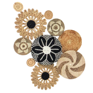 Offre Spéciale artisanat jonc de mer tenture murale assiettes pour la décoration de la maison vietnamien tissé jonc de mer mur panier décor décoration murale - Product Image 6