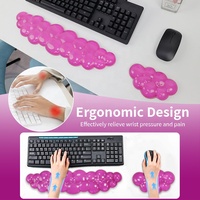 Tapis de souris en gel de silicone transparent en forme de raisin de dessin animé, rose rouge, avec repose-poignet, petit tapis de clavier pour la maison et le bureau
