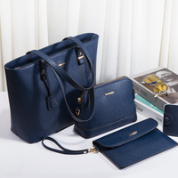 Sac à main vintage grande capacité quatre pièces avec fermeture éclair, style transfrontalier tendance, sacs à bandoulière et sacs travers en cuir PU