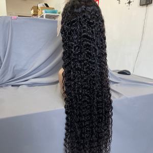 Venta al por mayor de cabello brasileño ondulado 13x4 transparente para pelucas de encaje Remy completas para mujeres negras, cabello con cutícula alineada 16-40 - Product Image 3