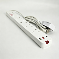 Stop Kontak Anjehold Grosir Pabrik UK Plug Safety Shutter 6 Outlet 2 USB 1 Type-C Soket Ekstensi Multi Plug untuk Kantor