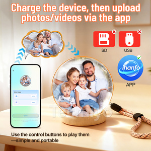 Quả cầu pha lê video <span class=keywords><strong>3D</strong></span> tự làm, đèn quả cầu thủy tinh nghệ thuật lưu giữ kỷ niệm, màn hình pixel hình cầu, màn hình phát lại video quả cầu pha lê 2.7 inch - Product Image 2