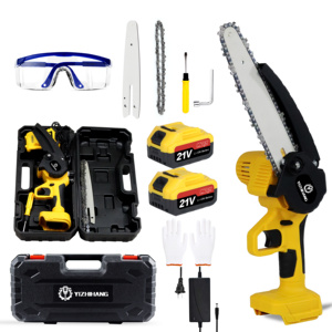 F FDLJ-13 Outils de jardin portables, mini tronçonneuse de taille-haie, tronçonneuse sans fil de 8 pouces, batterie au lithium 21v, tronçonneuse à chaîne - Product Image 4