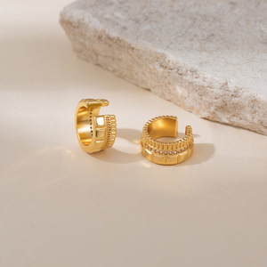 C-Shaped Geometric Clip-On <b>Earrings</b> Zinc Alloy Bezel Setting Party Fashion For Women Without <b>Pierced</b> Ears - Product Image 3