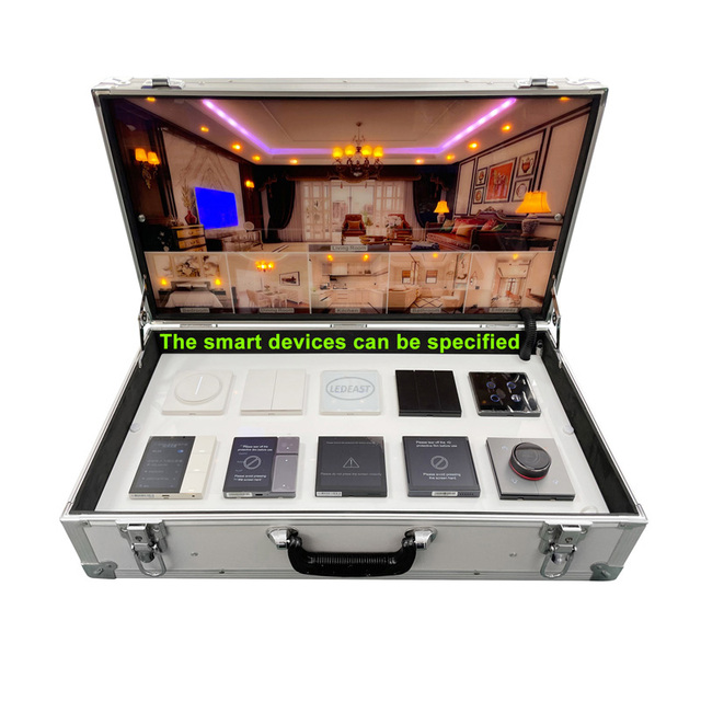 LEDEAST Smart Home Products Demo Show Box With Smart Switch Gateway Alarm Sensor IP Camera or OEM Tuya App Remote Demo Box