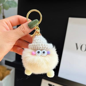 Colgante de peluche hecho a mano Little Bean, llavero para coche, accesorio para mochila, modelo Coal Ball Bean Ding - Product Image 2
