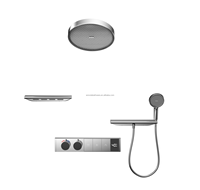 Nouvelle vanne de douche thermostatique murale dissimulée 3 voies en laiton avec affichage intelligent, ensemble de douche pluie et jets latéraux