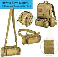 Sac à dos tactique 2025, sac à dos de camouflage extérieur, sac d'assaut de grande capacité 60L, sac Molle de camouflage extérieur détachable quatre-en-un