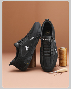 Zapatos Casuales Negros para Hombre, Nuevos, Transpirables, con Parte Superior de Cuero Genuino, Impermeables, con Suela Suave Antideslizante, Zapatos Deportivos Ligeros - Product Image 2