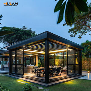 Pergola à toit en persienne étanche et personnalisée Porte coulissante en verre et aluminium Bioclimatique motorisée pour l'extérieur <span class=keywords><strong>MULAN</strong></span> PG006 Garantie <span class=keywords><strong>de</strong></span> 3 ans - Product Image 2