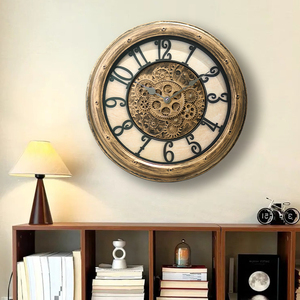 <span class=keywords><strong>Reloj</strong></span> de <span class=keywords><strong>Pared</strong></span> Moderno con Caja de Plástico, Engranajes Mecánicos Giratorios y Marco Redondo, Silencioso, Analógico de Cuarzo, para Decoración del Hogar y Sala de Estar - Product Image 4