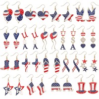 Boucles d'oreilles patriotiques à strass et diamants, motif drapeau américain, pour la Fête de l'Indépendance, le Memorial Day et le Jour des Vétérans, éléments festifs