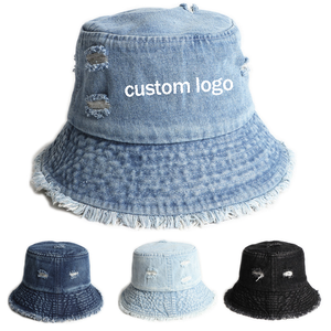 Chapeau Bob Personnalisé en Jean – Ajoutez Votre Propre Logo – Visière Effet Vieilli – Protection Solaire – Logo Personnalisé – Chapeau Bob Uni – Modèle Pêcheur - Product Image 2