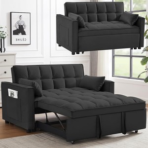 Modern Three-Seat Sectional Sofa Bed Foldable Velvet <strong>Futon</strong> for Apartment Made of <strong>Wood</strong> - Product Image 3