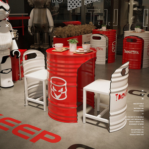 <span class=keywords><strong>Mesa</strong></span> y Sillas de Tambor de Hierro Forjado para Exteriores, Estilo Industrial, para Cafeterías y Patios - Product Image 2