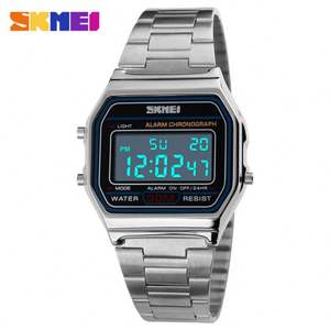Reloj de cuarzo de lujo para hombre <span class=keywords><strong>SKMEI</strong></span> <span class=keywords><strong>1123</strong></span>, banda de acero inoxidable transparente, pantalla Digital rectangular, reloj de pulsera para negocios pequeños - Product Image 3