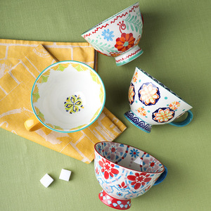 Taza Alta de Cerámica Estilo Étnico Francés, Juego de Café y Té, para Cereal de Desayuno con Diseño Floral - Product Image 3