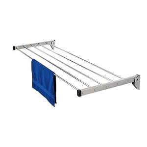 Séchoir à linge mural rétractable en acier inoxydable, à un seul niveau, rectangulaire, pour salle de bain - Product Image 1