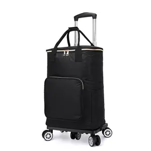 Sac de voyage de refroidisseur de bagages de chariot à provisions de grande capacité pliable avec 5 roues d'avion