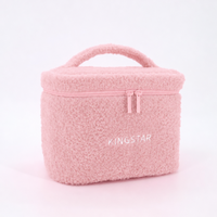 Pochette de maquillage portable matelassée personnalisée avec logo, grande et moelleuse, pour ours en peluche, écologique, résistante à l'eau, pour femmes
