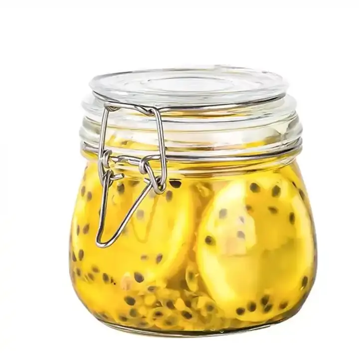 Barattoli ermetici in vetro trasparente contenitori per miele con coperchi a scatto in acciaio inossidabile per l'organizzazione della cucina di sottaceti al miele