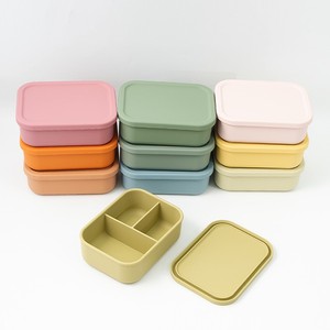 Công suất cao ba lưới phân chia cấp thực phẩm Silicone Bento Hộp Ăn Trưa BPA miễn phí hộp lưu trữ thực phẩm với nắp - Product Image 2