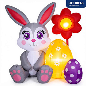 Conejo de Pascua Inflable para Exteriores con Huevos Coloridos y Adorno Floral para Jardín, Patio, Centro Comercial y Decoración de Eventos Festivos - Product Image 1