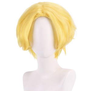 Perruque de cosplay de <span class=keywords><strong>Sabo</strong></span>, l'Empereur des Flammes de One Piece, avec des cheveux bouclés dorés à raie centrale et des cheveux courts - Product Image 2